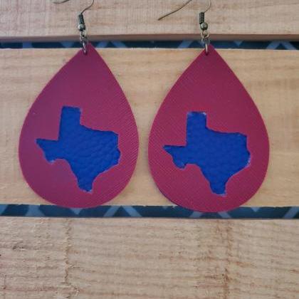 Texas Leather Earrings, State Jewelry, Going Away..