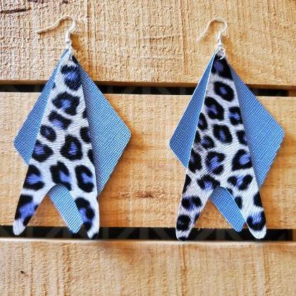Blue Leopard Layered Earrings, Deni..