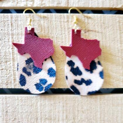 Leopard Print Layered Leather Earrings, State Of..
