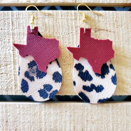 Leopard Print Layered Leather Earrings, State Of..