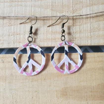 Peace Symbol Chevron Earrings, Vint..