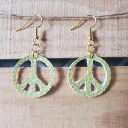 Peace Sign Earrings, Hippie Style J..