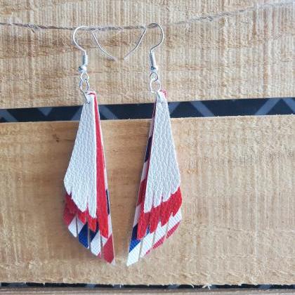 Usa Earrings, 4th Of July Leather Jewelry,..