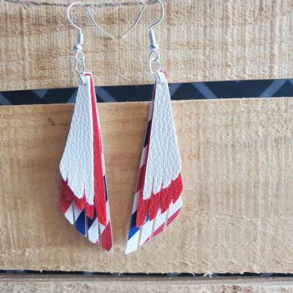 Usa Earrings, 4th Of July Leather Jewelry,..