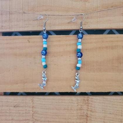 Turquoise Beaded Earrings, Colorful Earrings,..