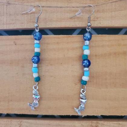 Turquoise Beaded Earrings, Colorful Earrings,..