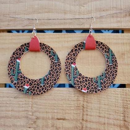 Leopard Christmas Earrings, Southwest Christmas..