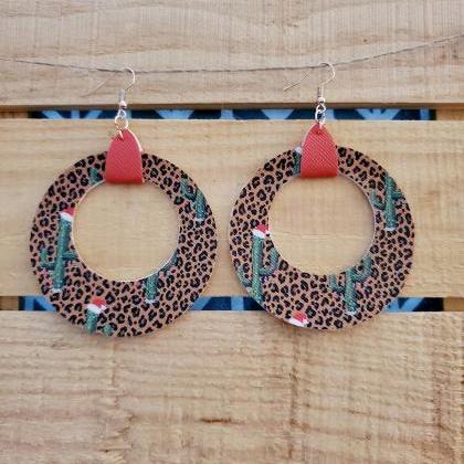 Leopard Christmas Earrings, Southwest Christmas..
