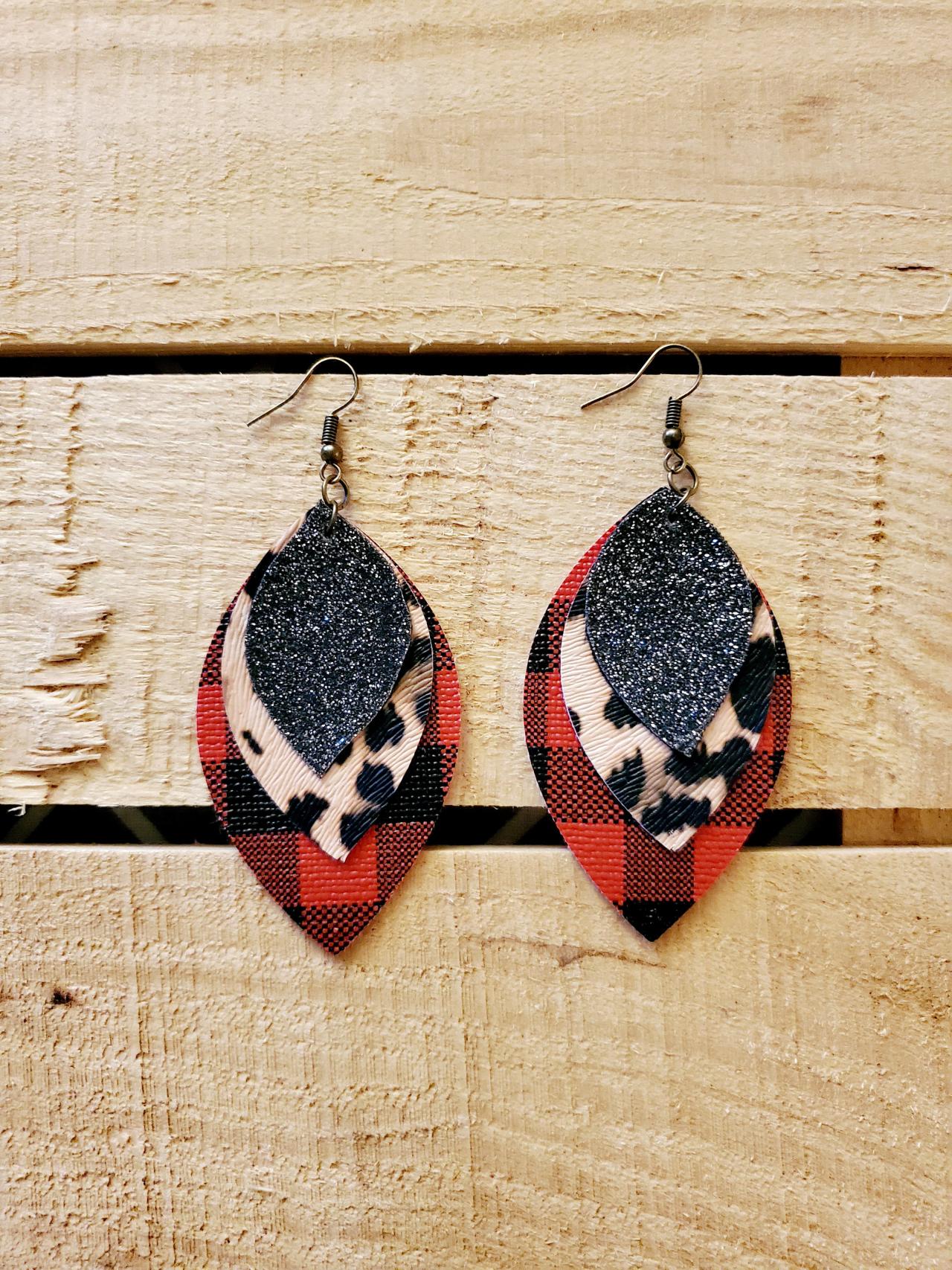 Leopard & Plaid Layered Earrings Leopard & Plaid Layered Earrings