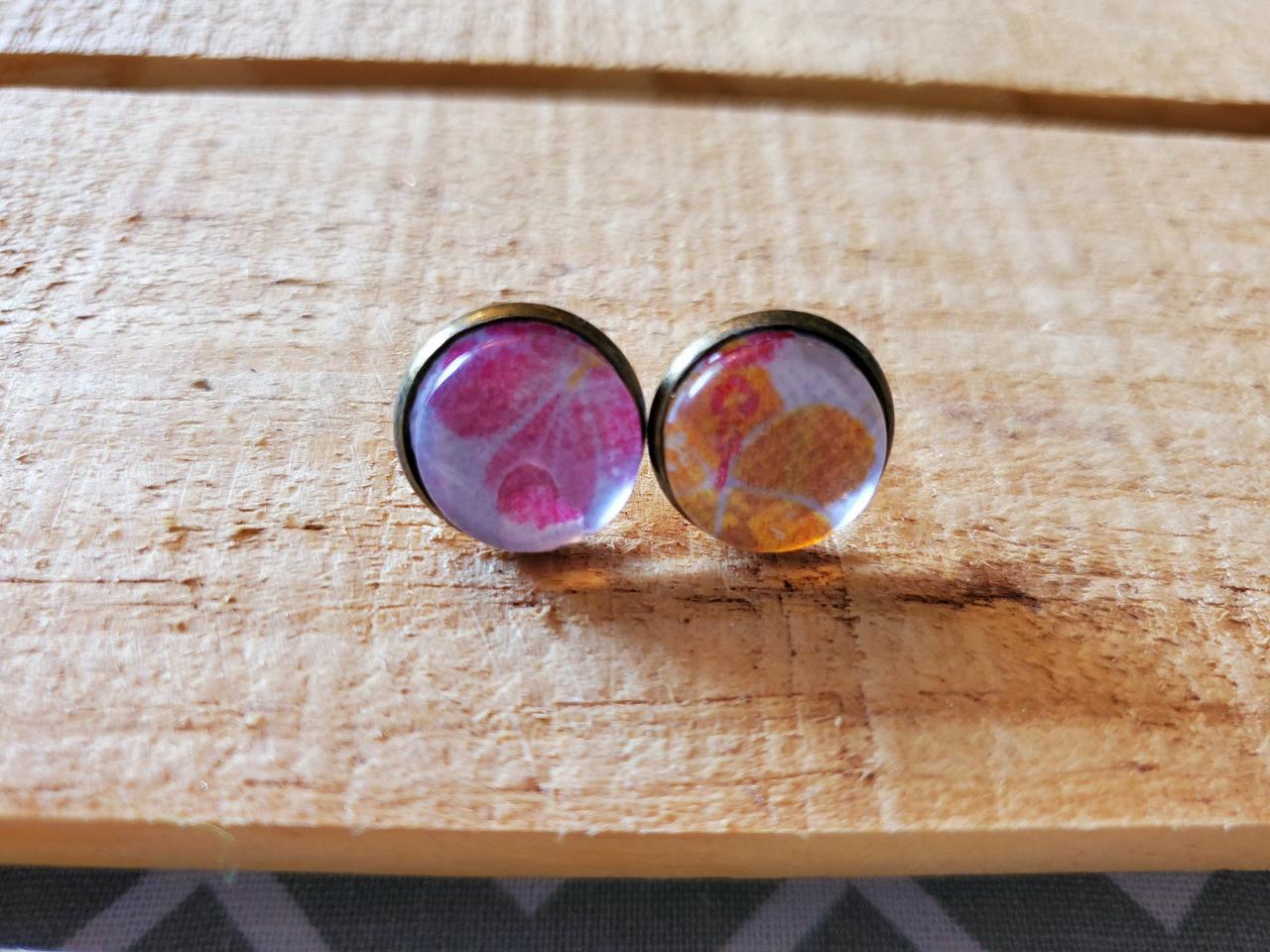 Hibiscus Leather Stud Earrings, Floral Post Earrings, Dainty Earrings, Stud Leather Earrings, Boho Earrings, Statement Jewelry, Lightweight